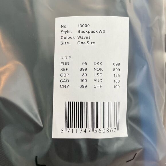Rains Solid W3 Waves Backpack Blue Black PU Waterproof Adjustable Shoulder Strap - Picture 10 of 10